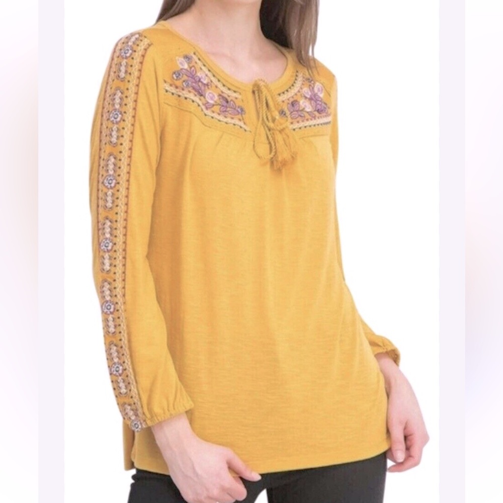 STYLE & CO Embroidered Tie Neck Tunic - Picture 8 of 9